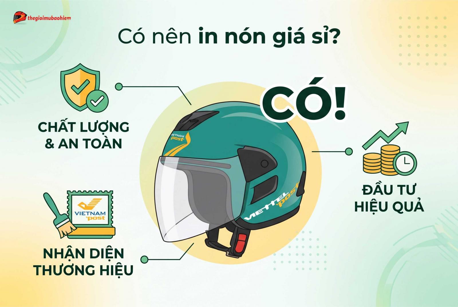 Có nên đặt in nón bảo hiểm giá sỉ cho doanh nghiệp không